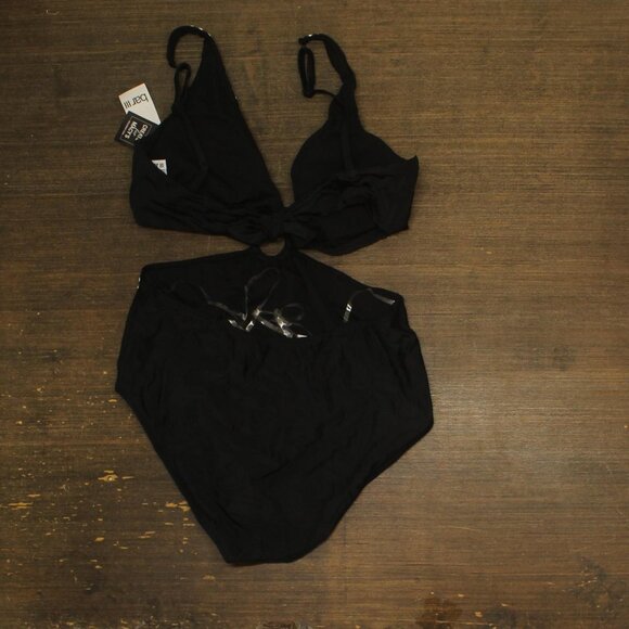 NWT Bar III Womens Tell Me About It Stud One Piece Swimsuit Black / Silver XL - Picture 3 of 5